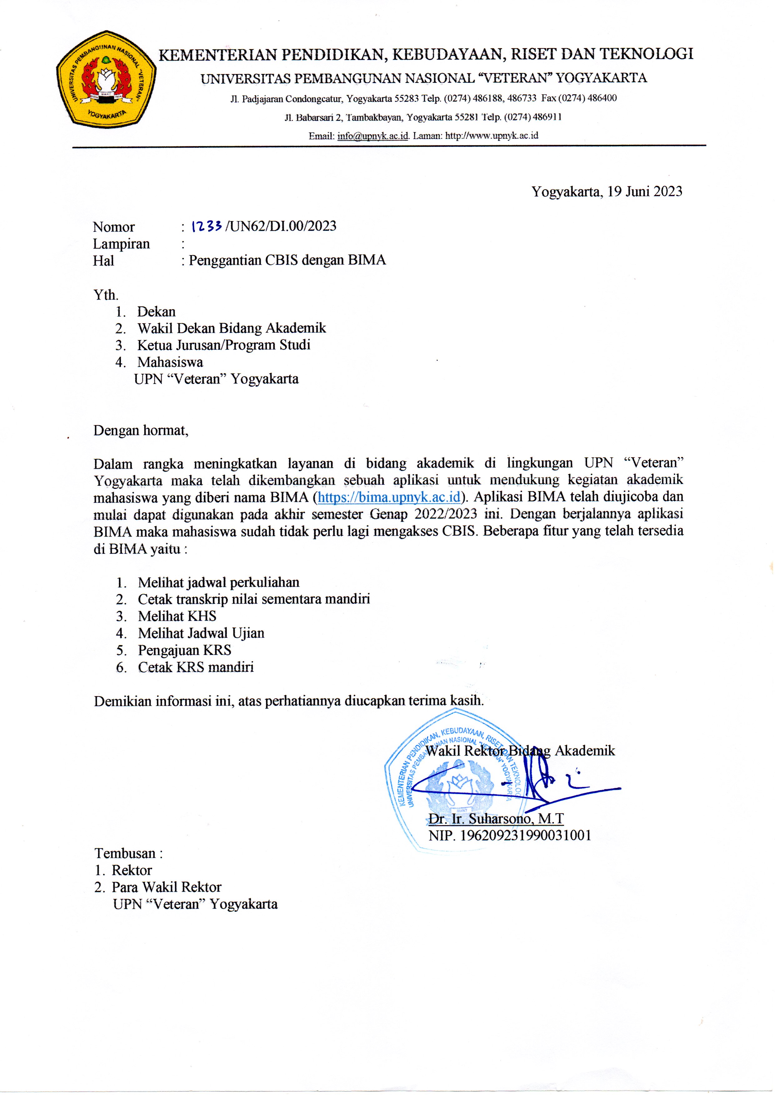 Penggantian CBIS Dengan BIMA
