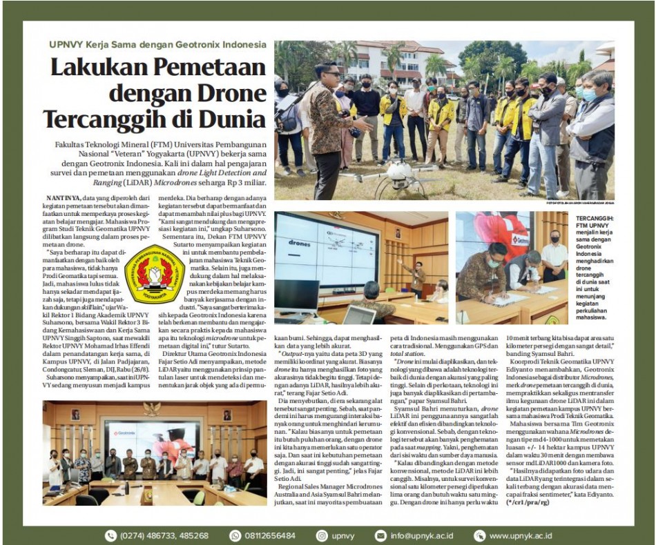 FTM Uji coba Drone LiDAR dari Geotronix Indonesia   
