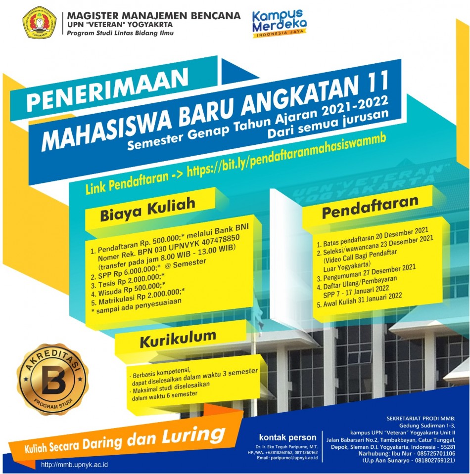 Penerimaan Mahasiswa Baru Magister Manajemen Bencana TA 2021/2022