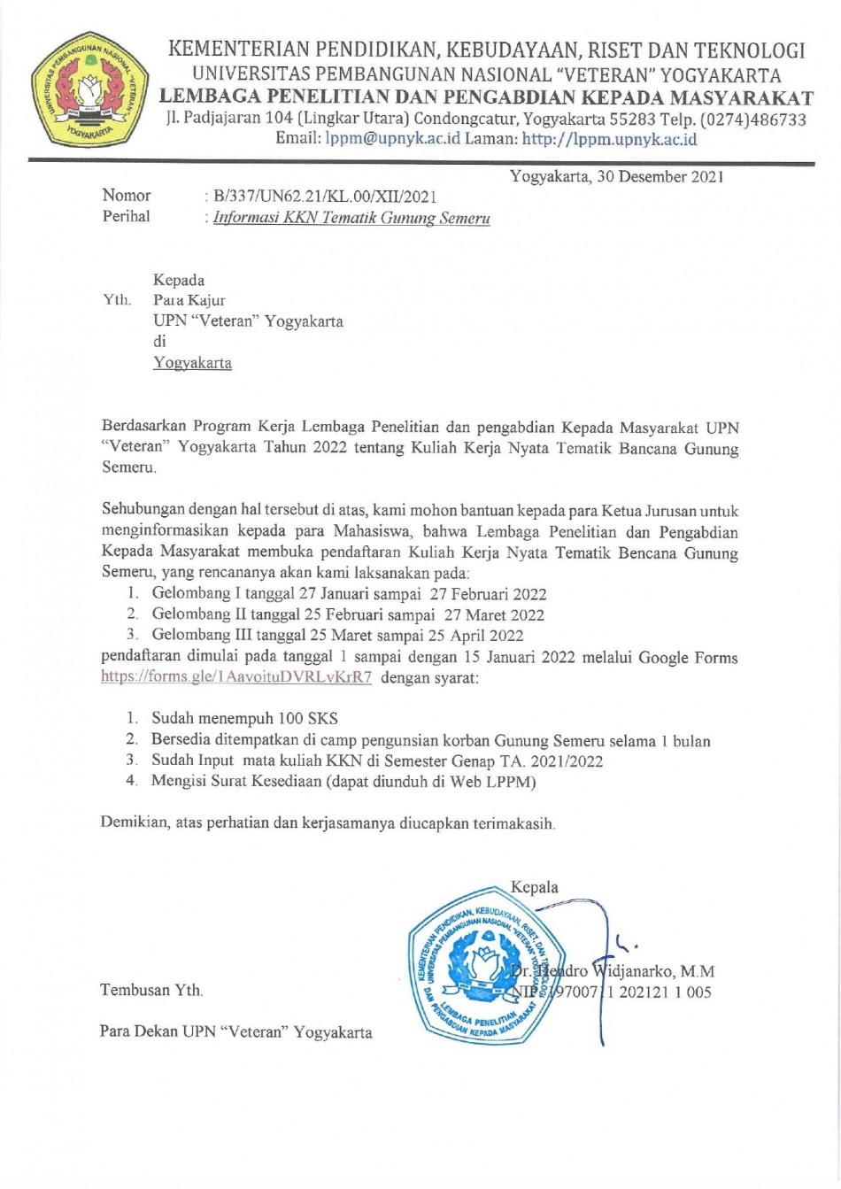Informasi KKN Tematik Semeru