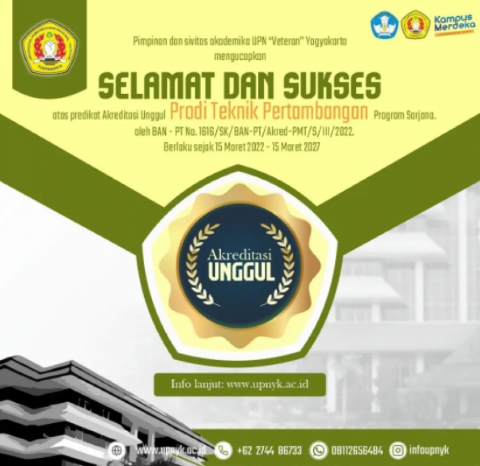 PRODI TEKNIK PERTAMBANGAN UPN VETERAN YOGYAKARTA RAIH AKREDITASI UNGGUL
