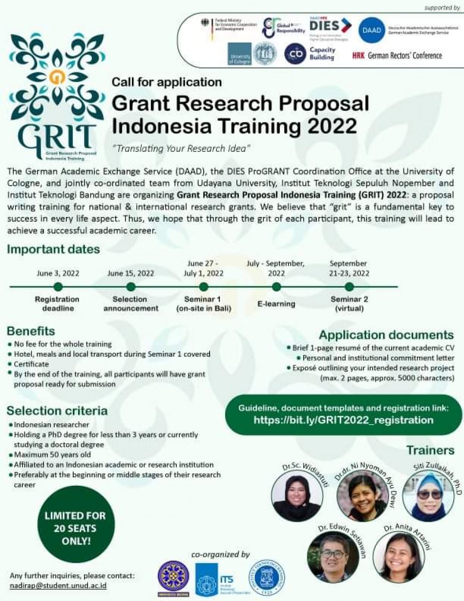 Call for Application : Grant Research Proposal Indonesia Training 2022