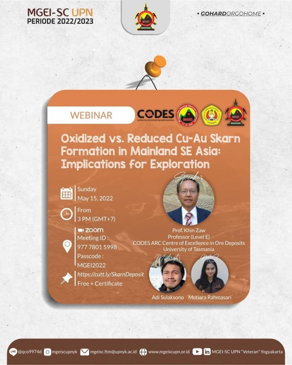 MGEI SC UPNVY Webinar : "Oxidized vs. Reduced Cu-Au Skarn Formation in Mainland SE Asia: Implications of Exploration"