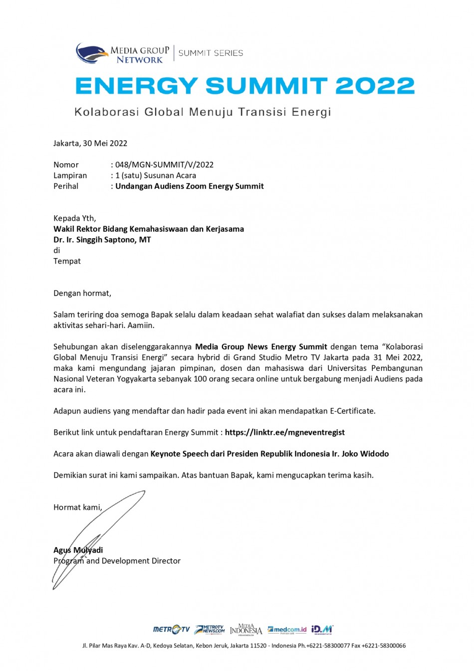 Undangan Audiens Zoom Energy Summit 2022