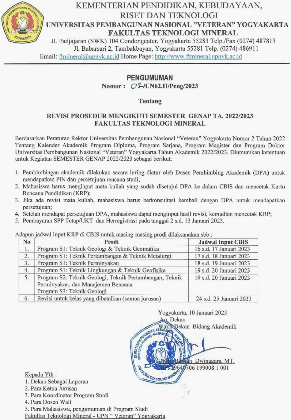 Revisi Prosedur Mengikuti Semester Genap TA 2022/2023