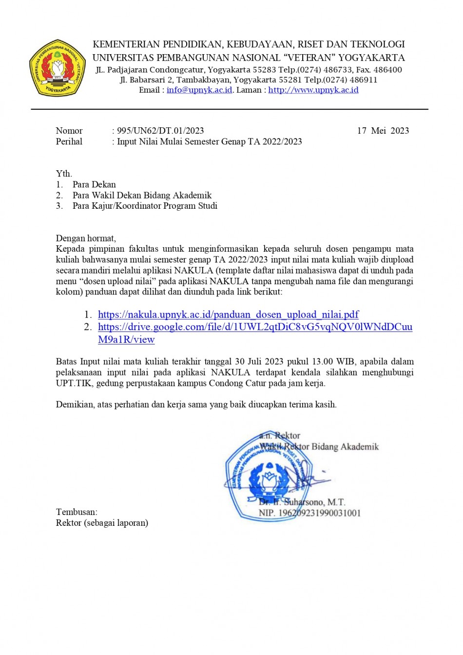 Input Nilai Semester Genap 2022/2023